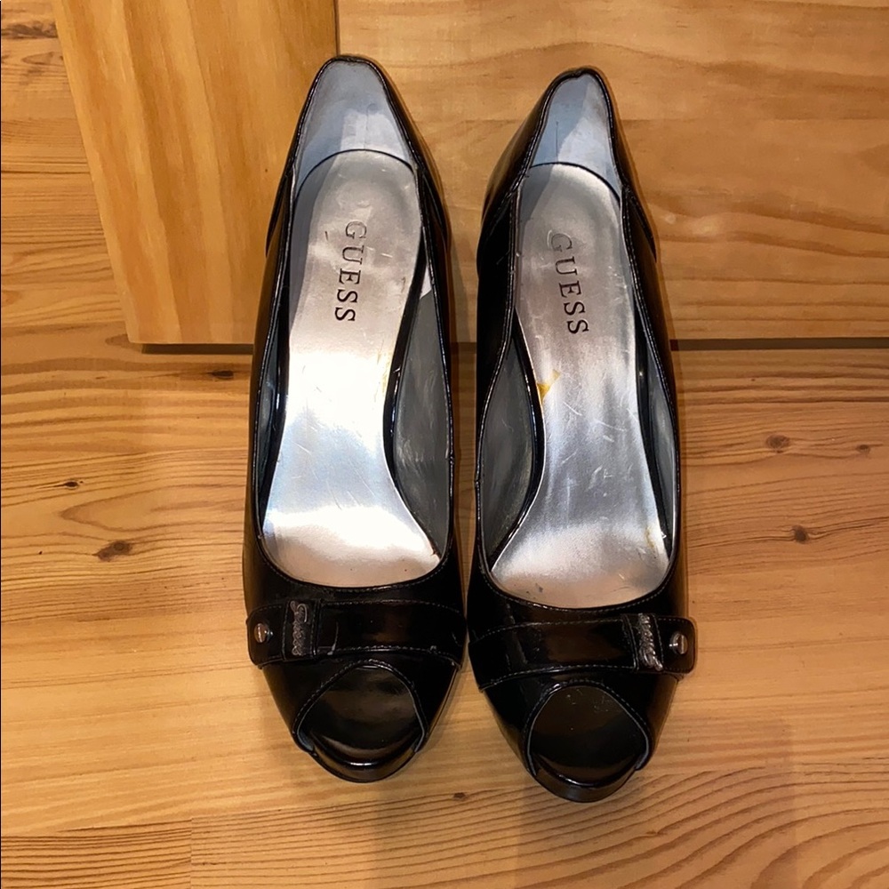 Guess Black Peep Toe Heels
